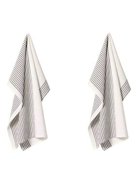 Hearth & Hand Sour Cream and Black Striped Flour Sack Kitchen Towel Set of 2